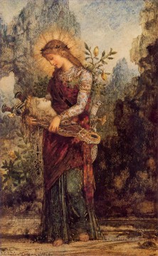 Gustave Moreau Painting - Thracian Girl Carrying the Head of Orpheus 1864 Symbolism Gustave Moreau